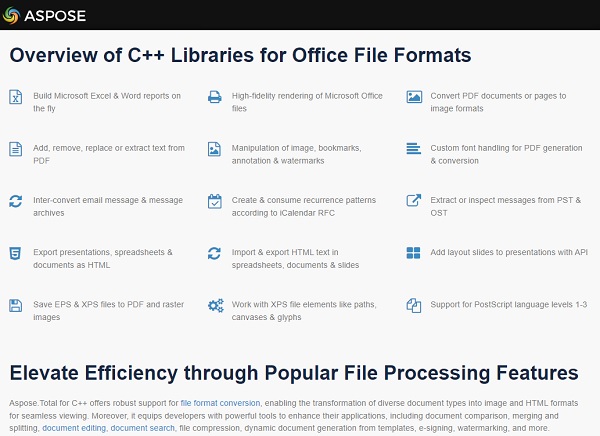 Aspose-Total-for-C++-features