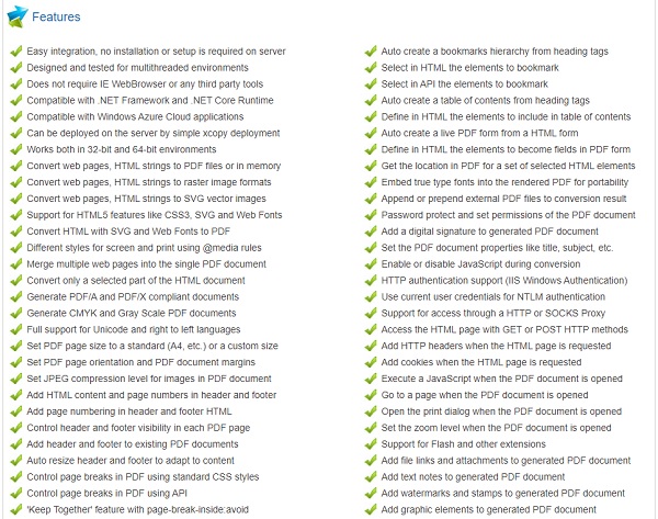 EVO-HTML-to-PDF-Converter-for-NET-features