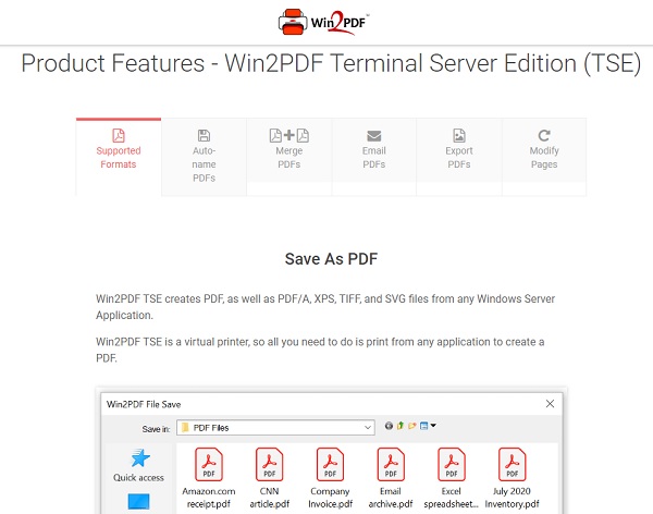 Win2PDF-Terminal-Server-features