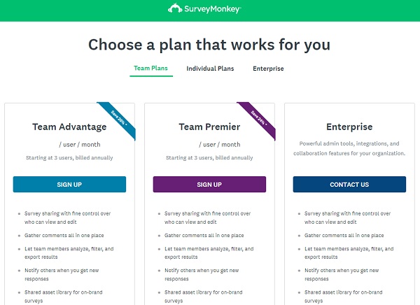 SurveyMonkey-plans