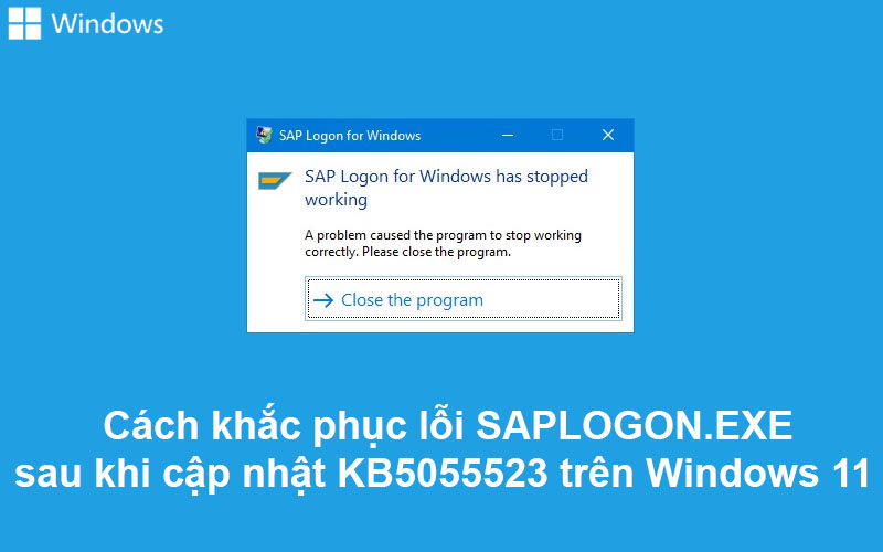 Cách khắc phục lỗi SAPLOGON.EXE sau khi cập nhật KB5055523 trên Windows 11