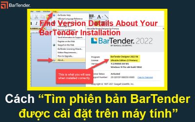 Cách tìm phiên bản BarTender được cài đặt trên máy tính