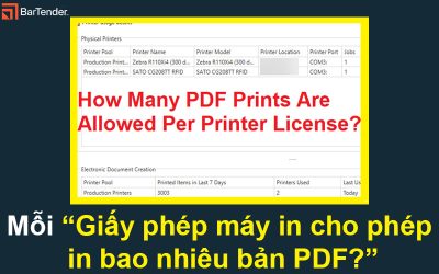 Giấy phép máy in trên phần mềm Bartender cho phép in bao nhiêu bản PDF?