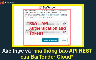 Xác thực và mã thông báo API REST của BarTender Cloud