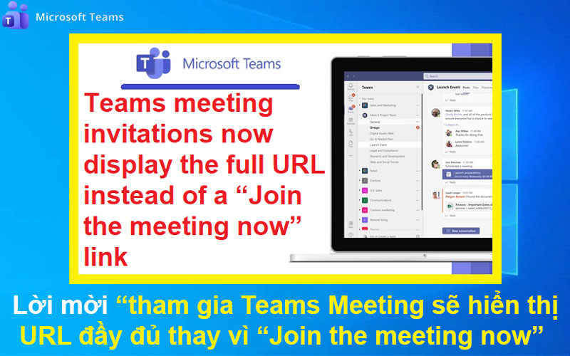 Lời mời tham gia Teams Meeting sẽ hiển thị URL đầy đủ thay vì “Join the meeting now”